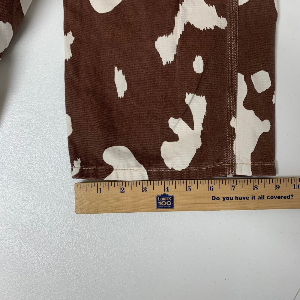 BDG Carpenter Pants Womens W27 Brown Cow Print Juno High Rise Wide Leg Utility - Picture 10 of 12